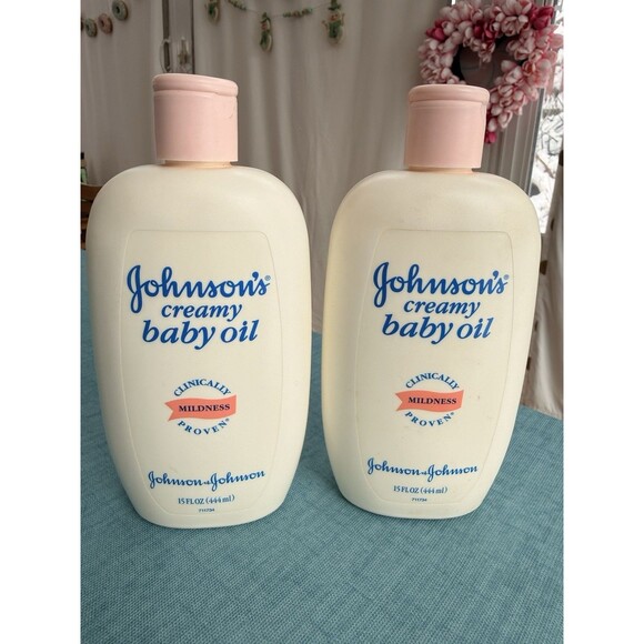 2 Johnson's creamy baby oil Discontinued 15 Oz Full Vintage 1996